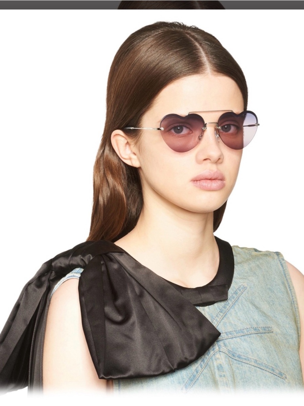 Miu Miu Heart-Shaped Gradient Sunglasses in reflective blue